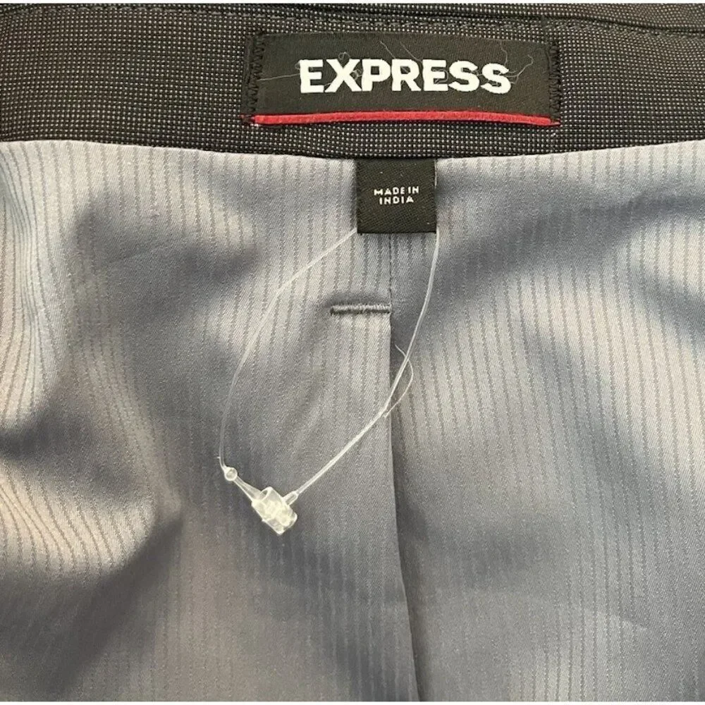 Express 36 R Slim Dark Gray Suit Coat Jacket Blazer Stretch Wrinkle Resistant